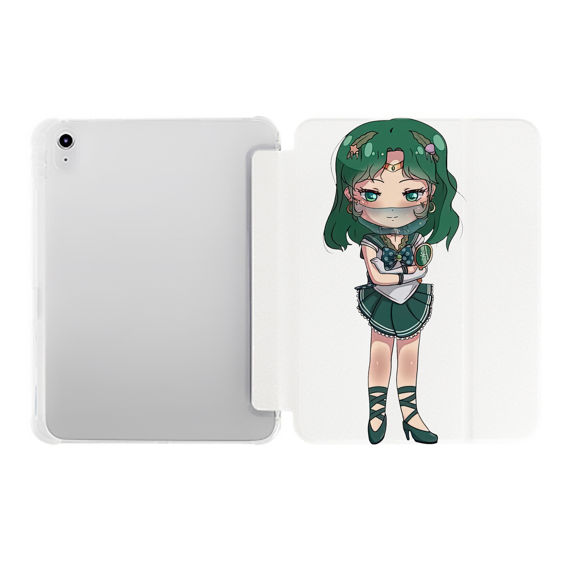 （画像用） 美少女戦士セーラームーン 海王 みちる（かいおう みちる） Sailor Moon Kaiou Michiru IPad ケース ペン収納付き 三つ折りスタンド PUレザー×シリコン 対応機種9.5/10.5/10.9インチ